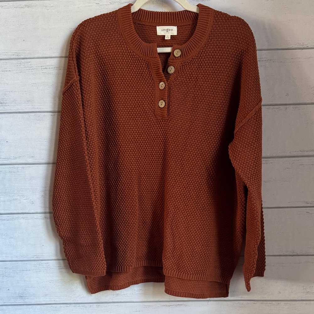 Umgee Rust Orange Oversized knit Sweater